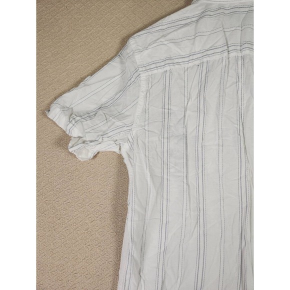 Kirra Shirt Womens Medium M Button Up Pockets Striped Collared Cotton White - Picture 13 of 13